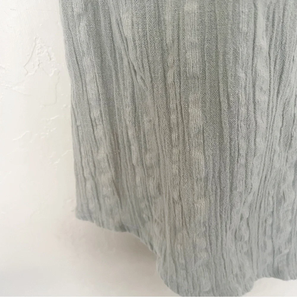 Free People Light Gray Lace-Trim Button-Down Shirt